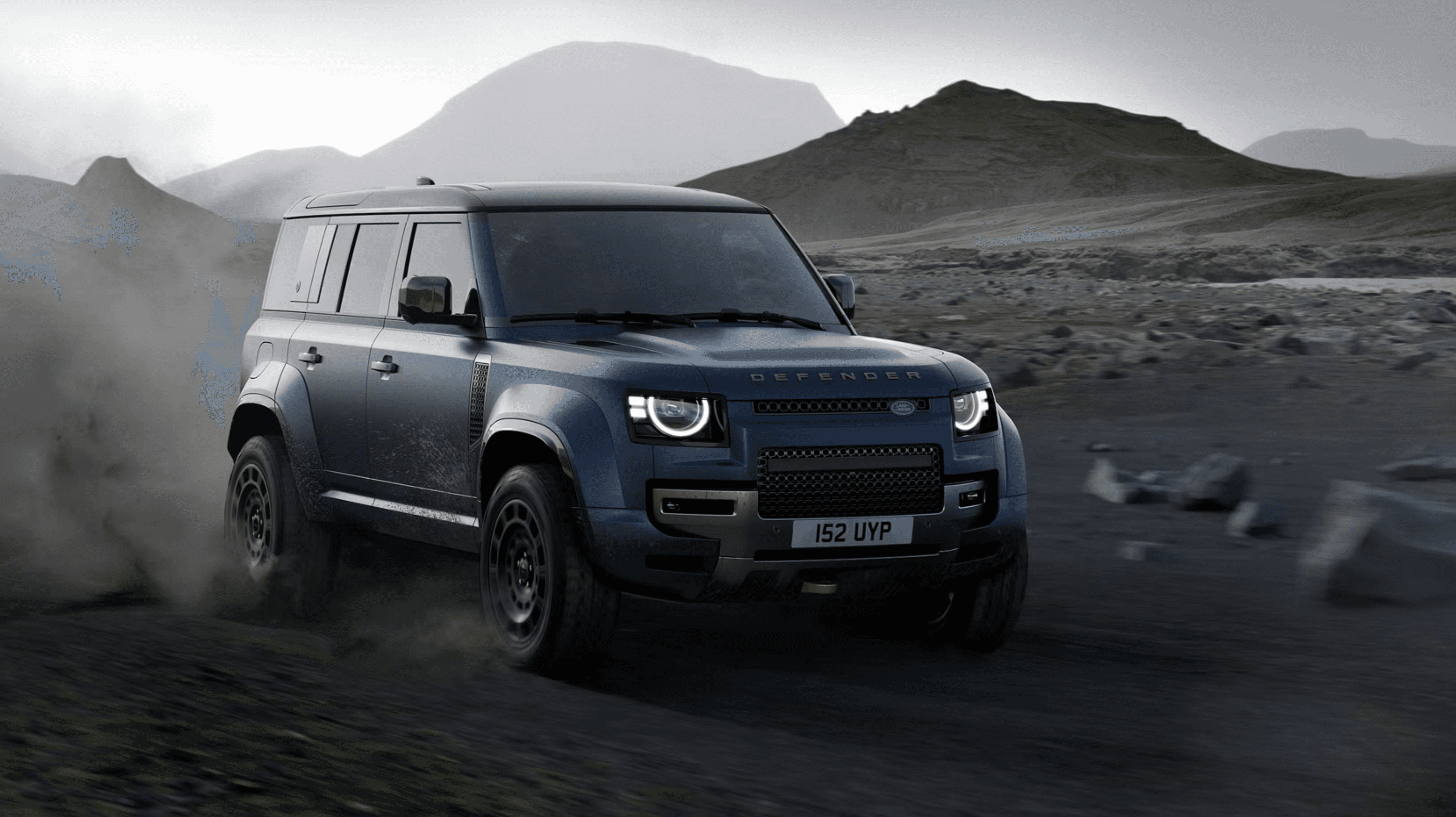 Defender OCTA exterior on rugged terrain