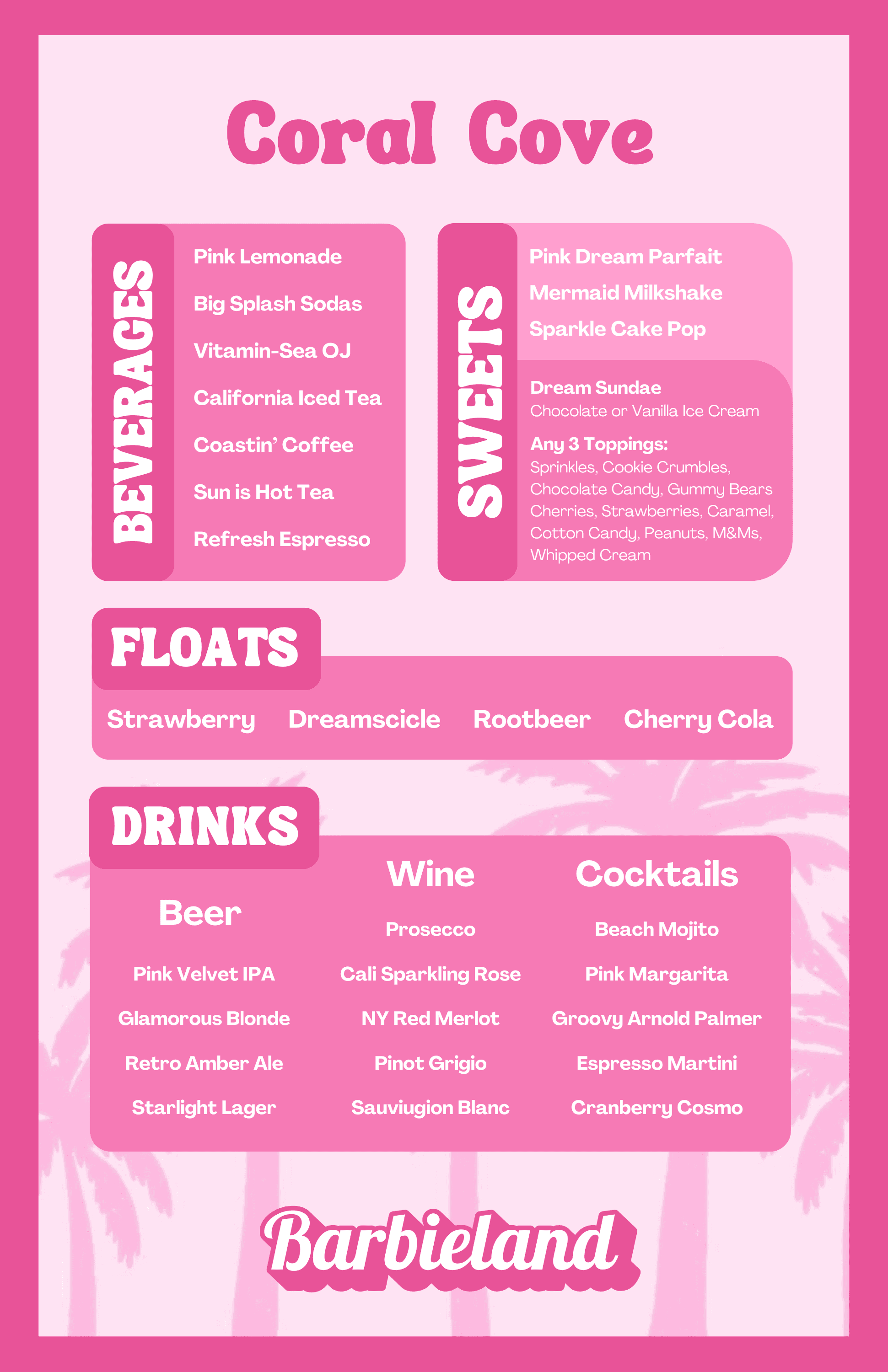 Coral Cove Menu