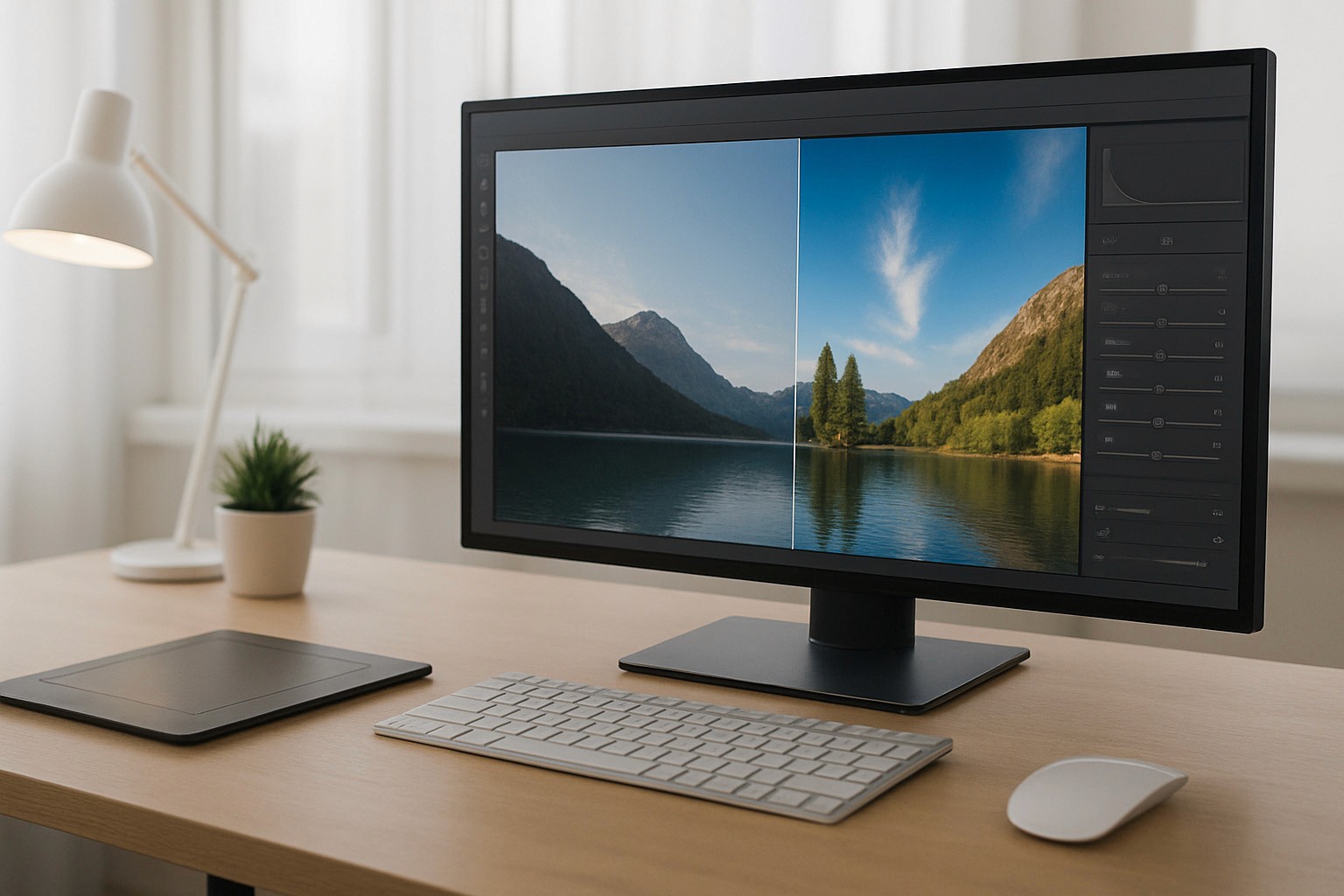 Soudeur professionnel en nacelle soudant une armature béton ecran d'ordinateur dédié à ka post-priction photographique – Nord | Photographe pro Anteale | Yann Manac’h