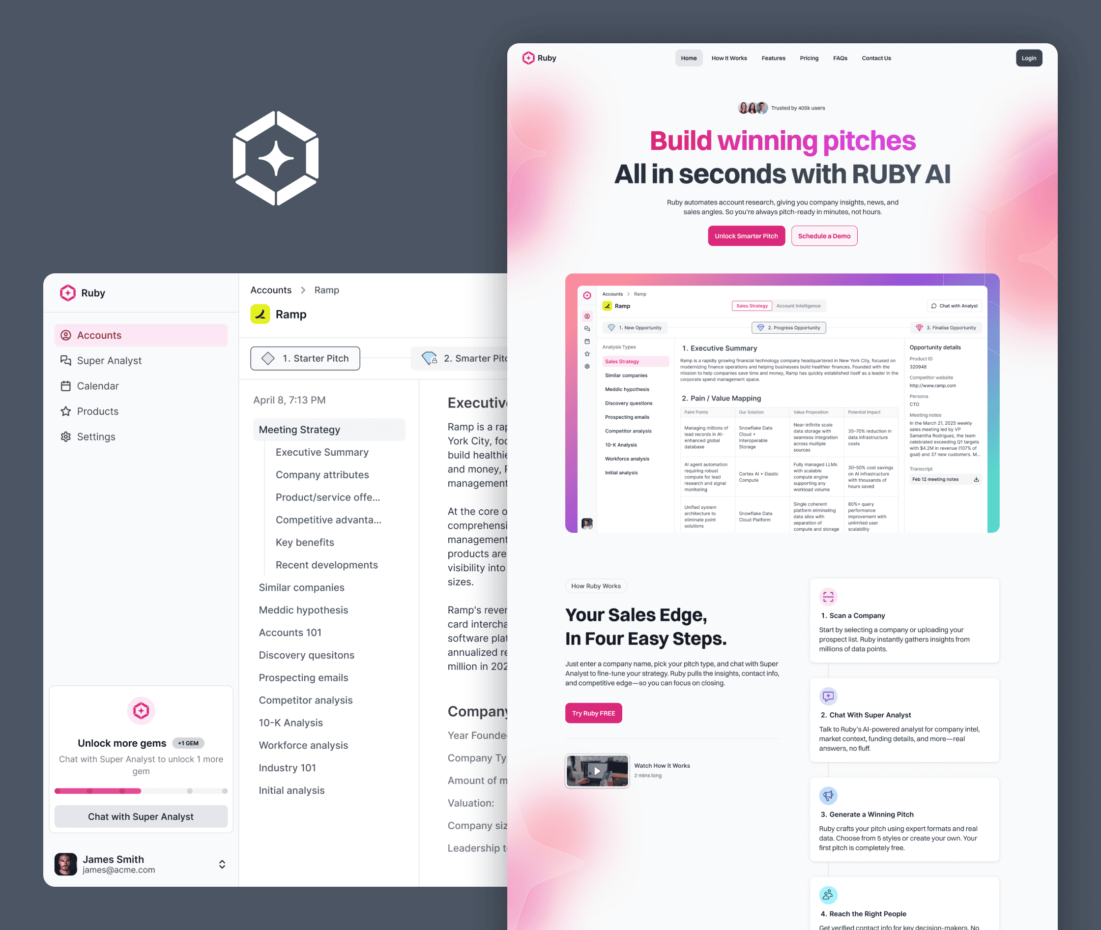 Ruby AI is a AI pitch platform. AI Pitch Design