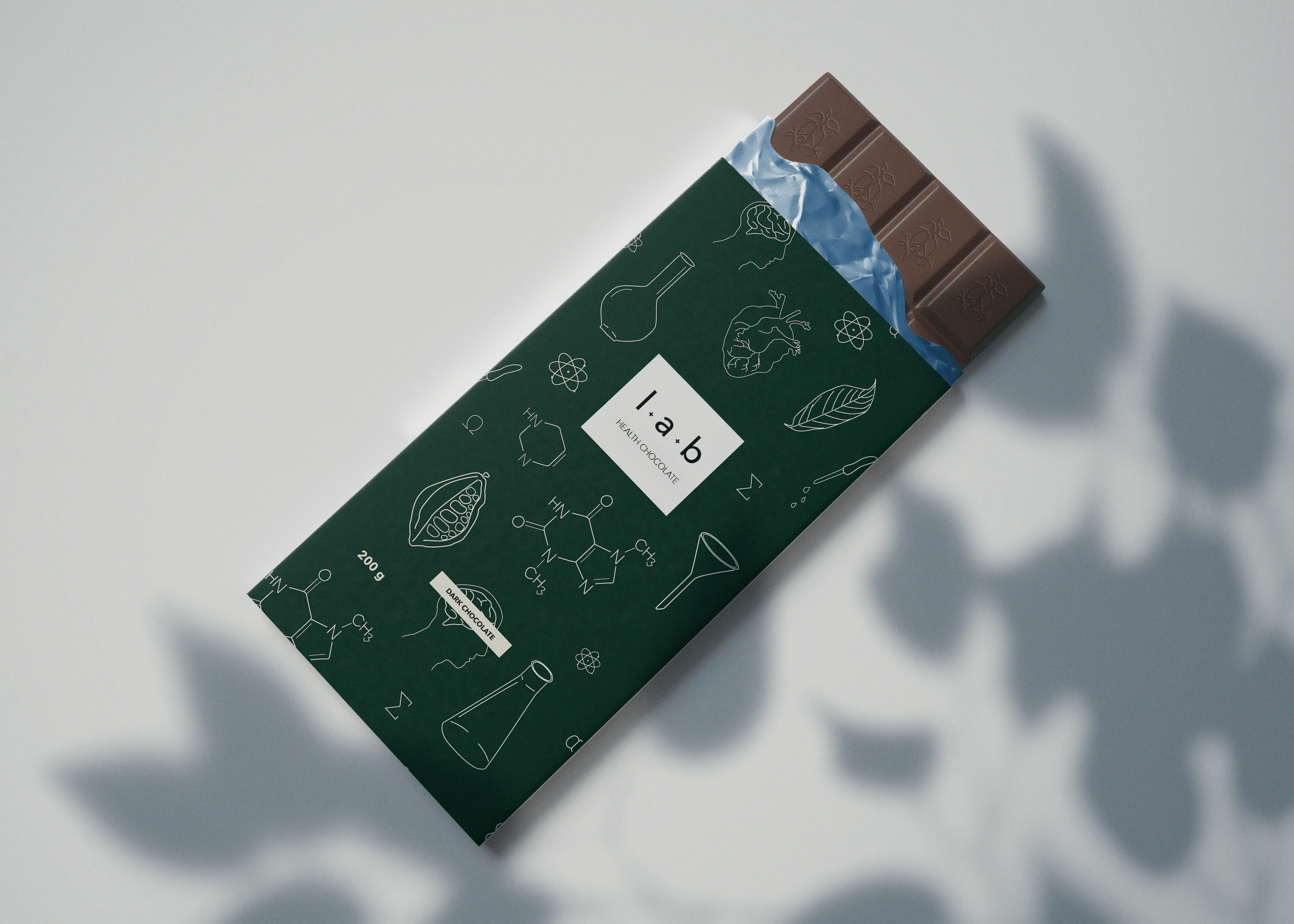 Preview of LAB Health Chocolate bar wrapper in minimalist design. 