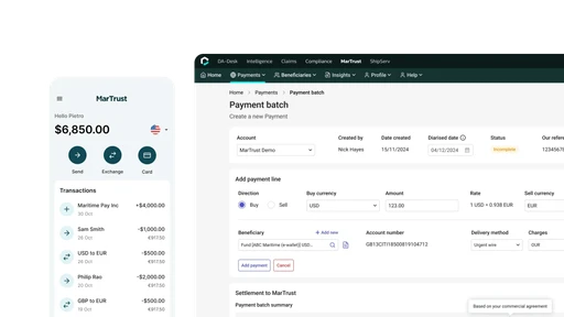 A user interface displaying data tables and controls for managing information in a sleek, modern layout.