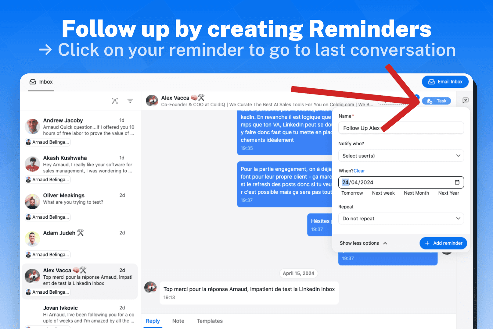 How to send mass DM LinkedIn Sales Navigator  follow up and reminders