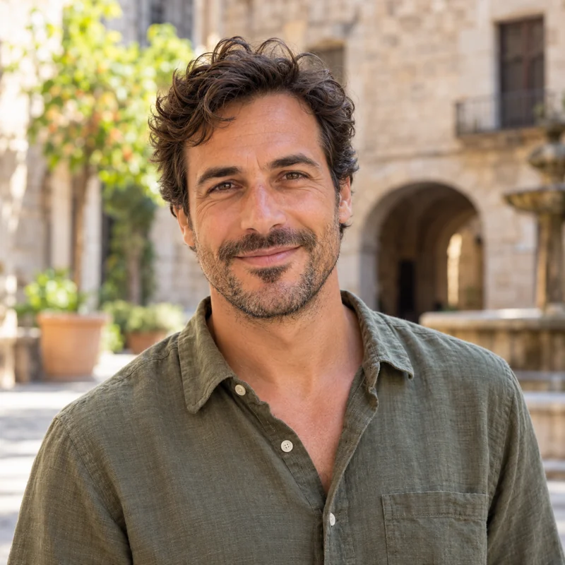 Portrait of Jordi Vidal, fictional Paseo guide