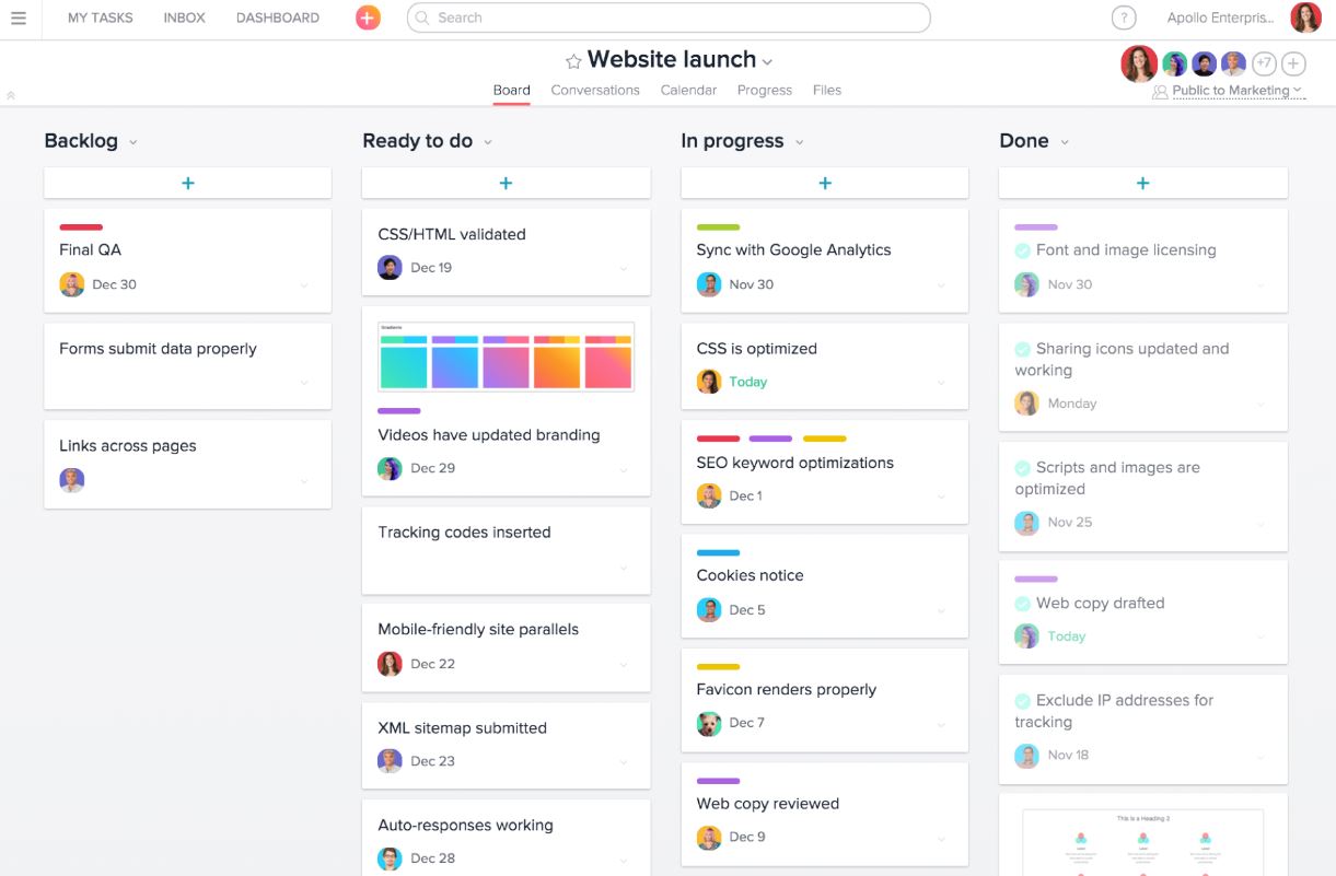 Screenshot of Asana's interface