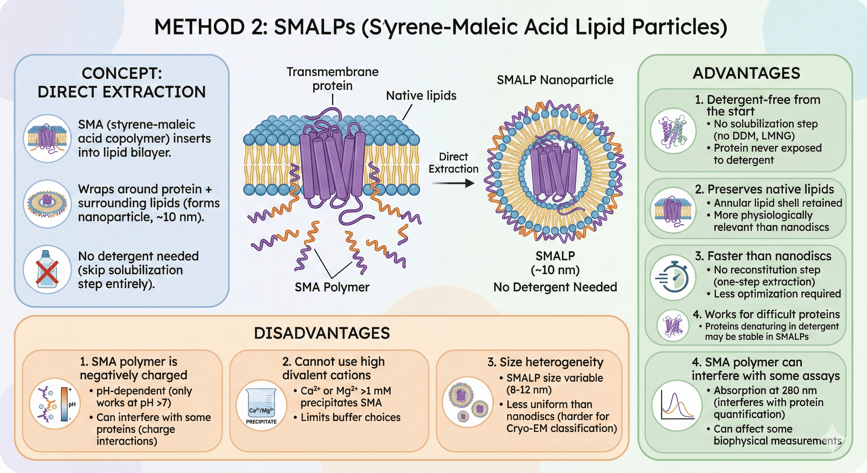 Diagram Showing the Advantages and Disadvantages of Syrene-Maleic Acid Lipid Particle Usage