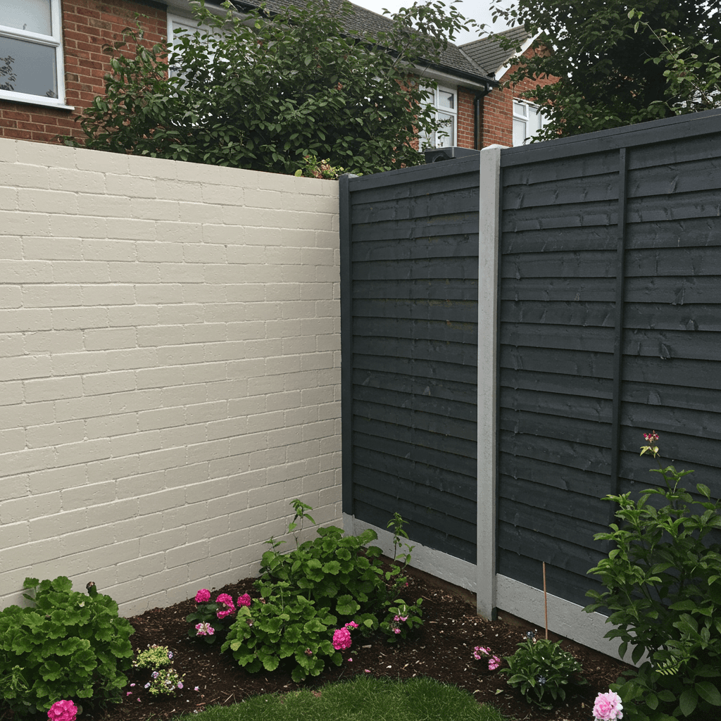 Wall on the back of a land painted black