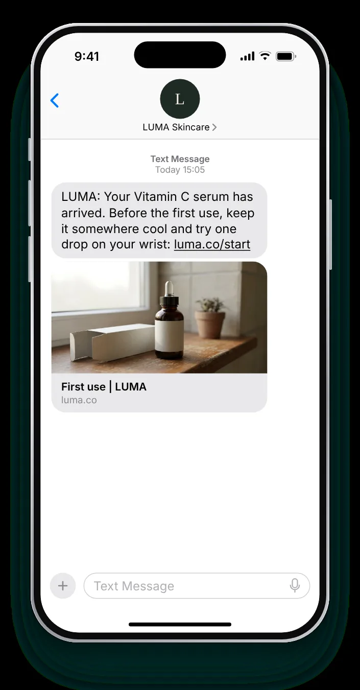 A tip for the first time they open it delivery confirmation text on an iPhone