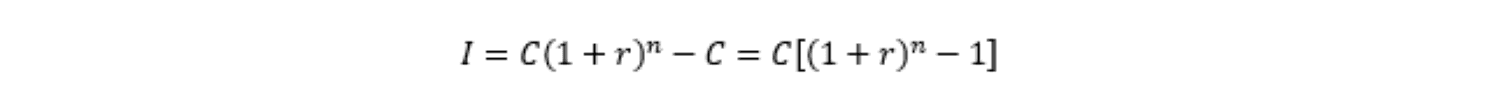 Intérêts composés - total des intérêts - I = C(1+r)^n - C = C[(1+r)^n -1]