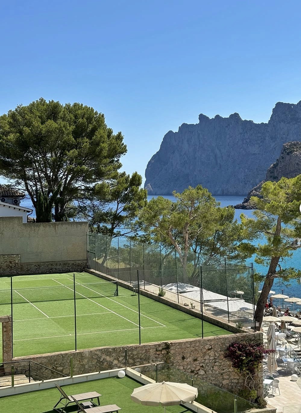 Private tennis court above the Mediterranean in Ibiza
