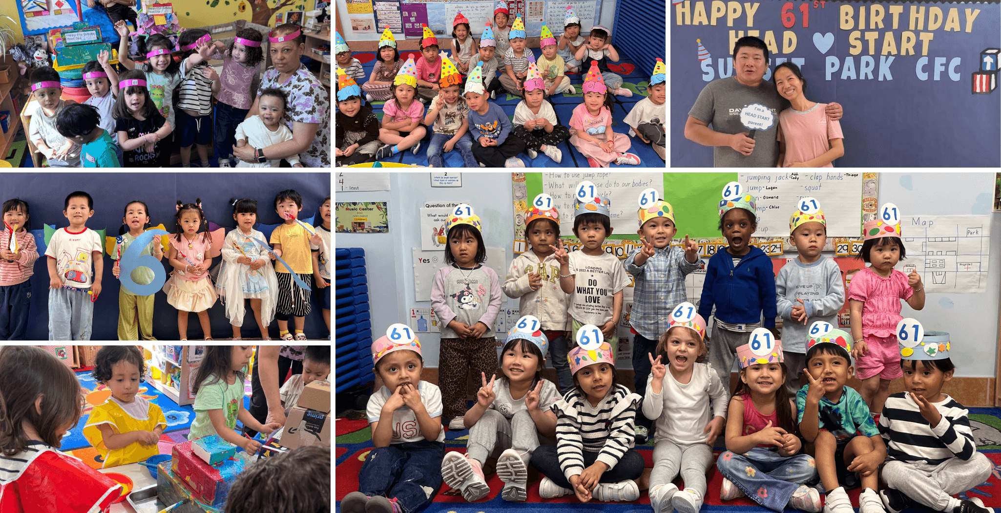 Collage of preschoolers celebrating Head Start's birthday