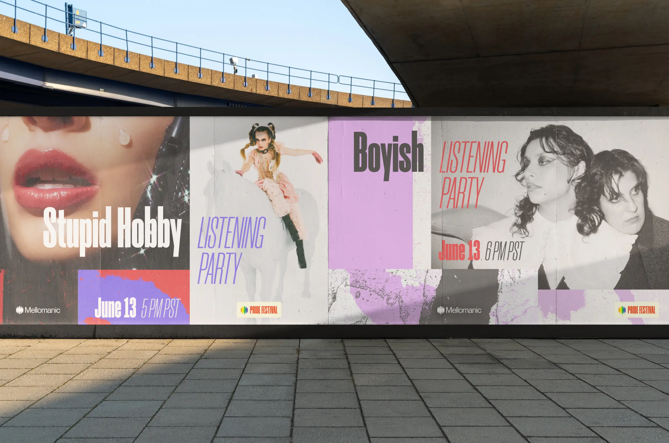 Mellomanic — Oversized Pride festival listening party advertisement — Campaign branding