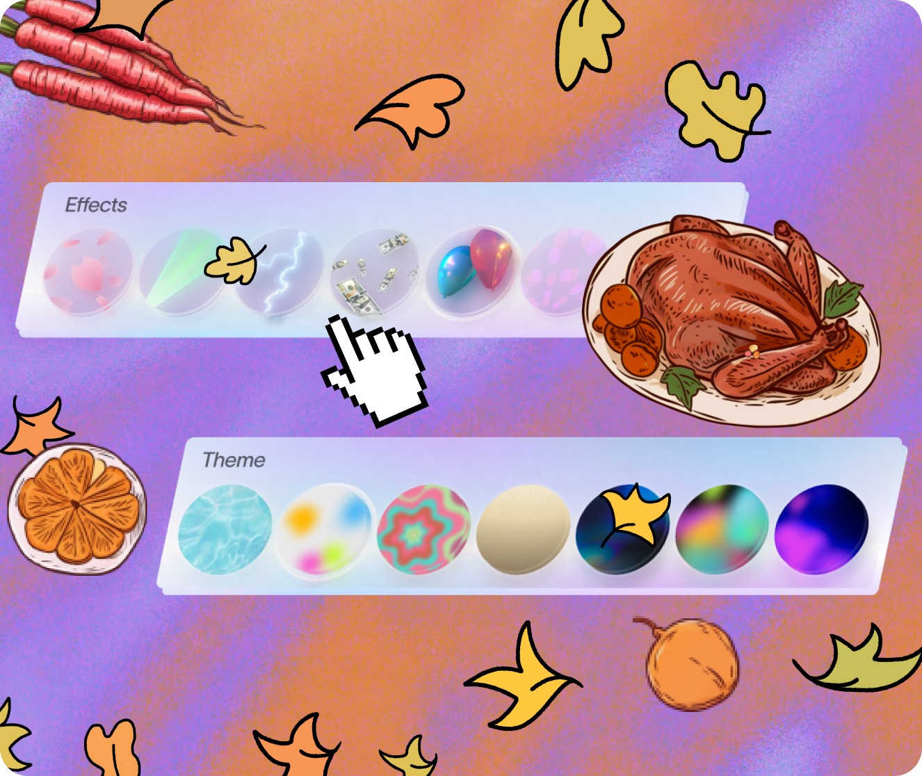 Customizable themes and effects for party invites