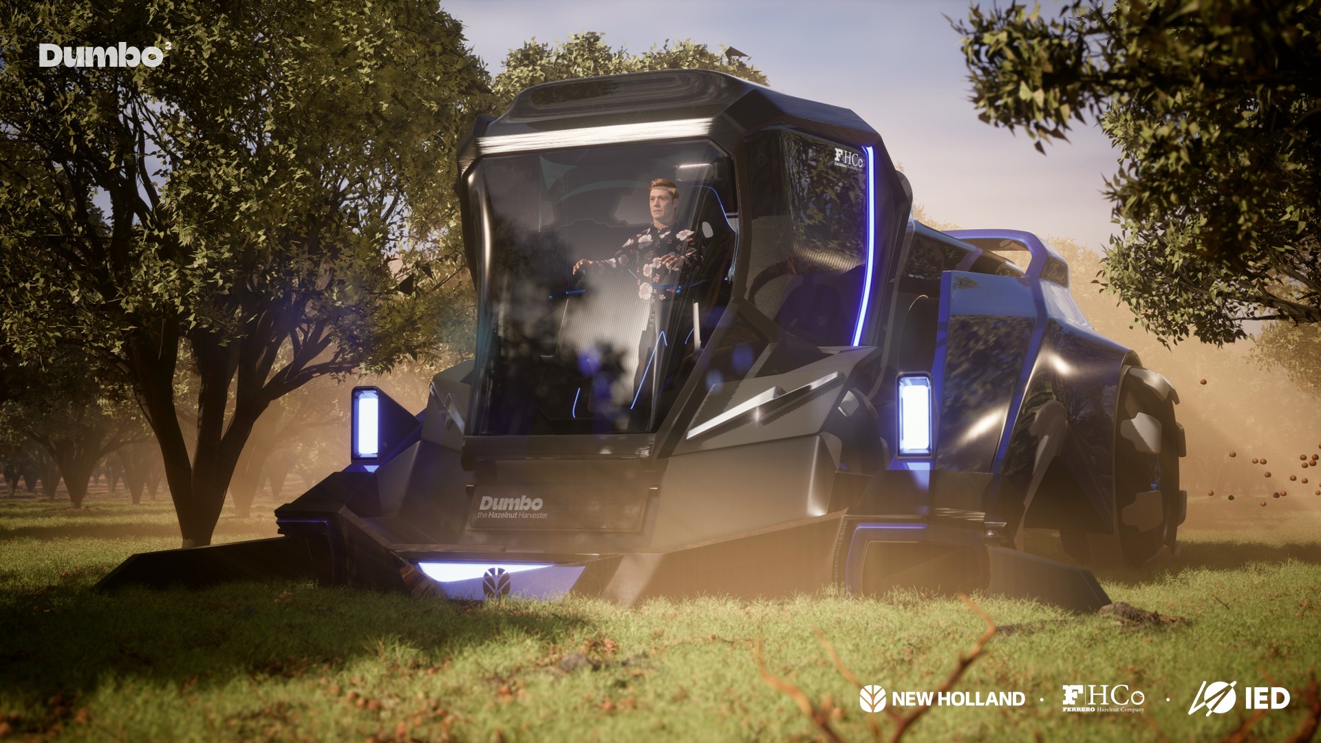 A cinematic and realistic  render of DUMBO-A Hazelnut harvester done in unreal engine 5