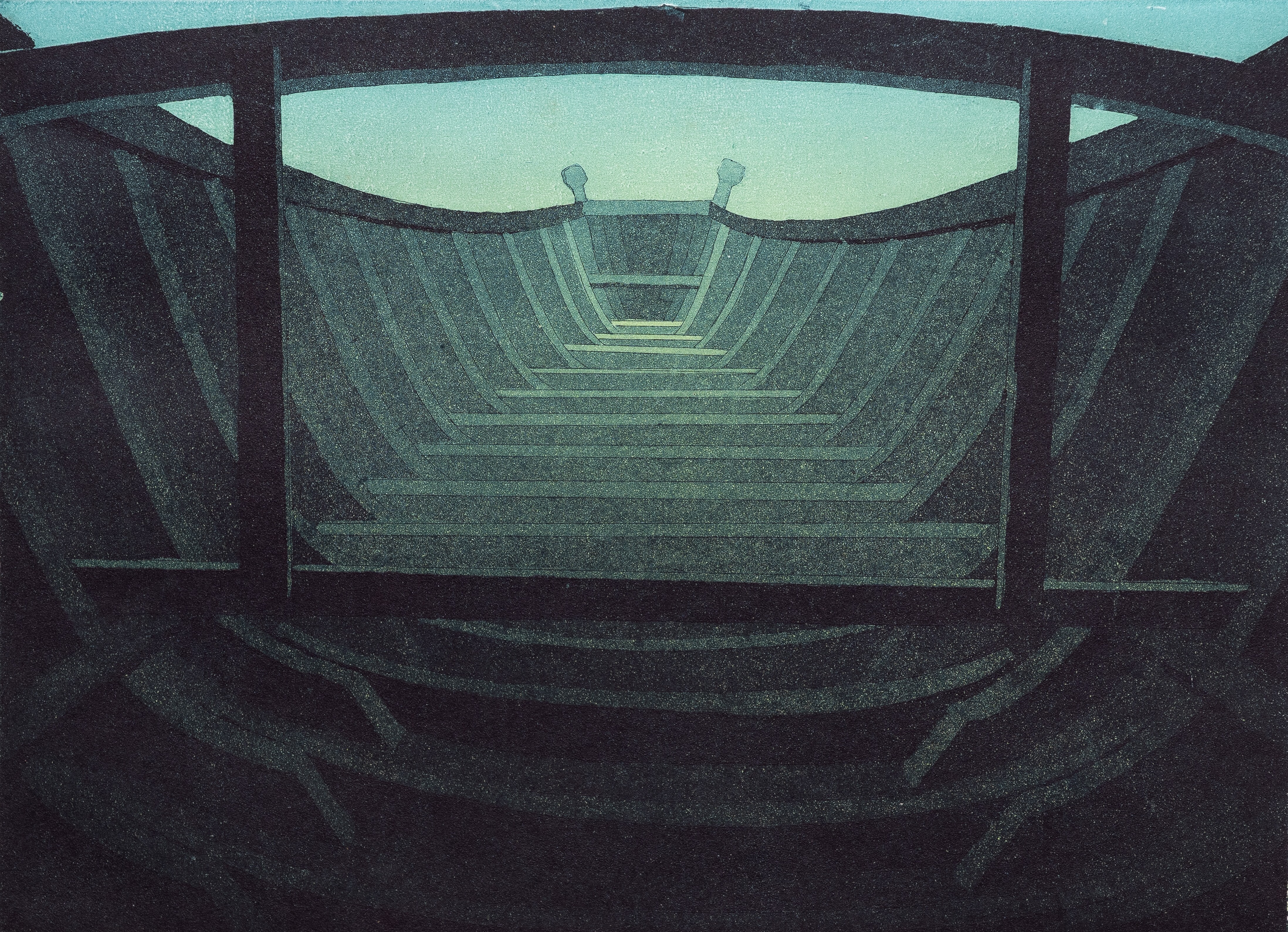 herd of sheep on road painting