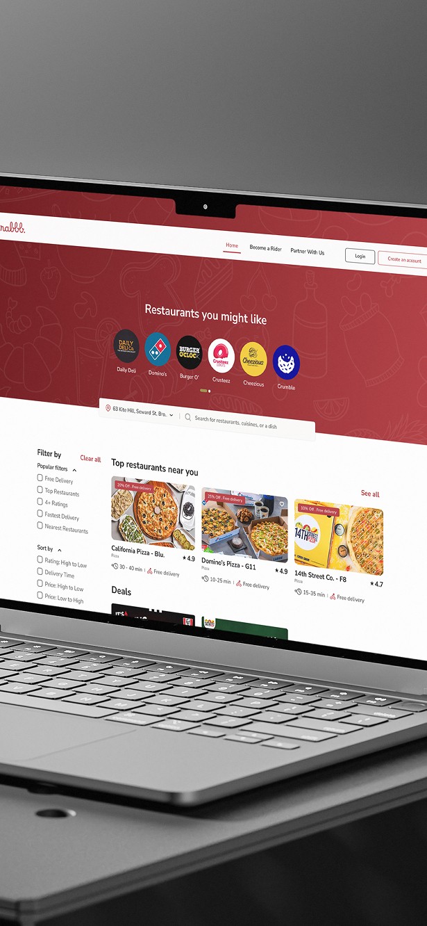 Grabbb - Food Delivery App - Website Mockup - Mobile