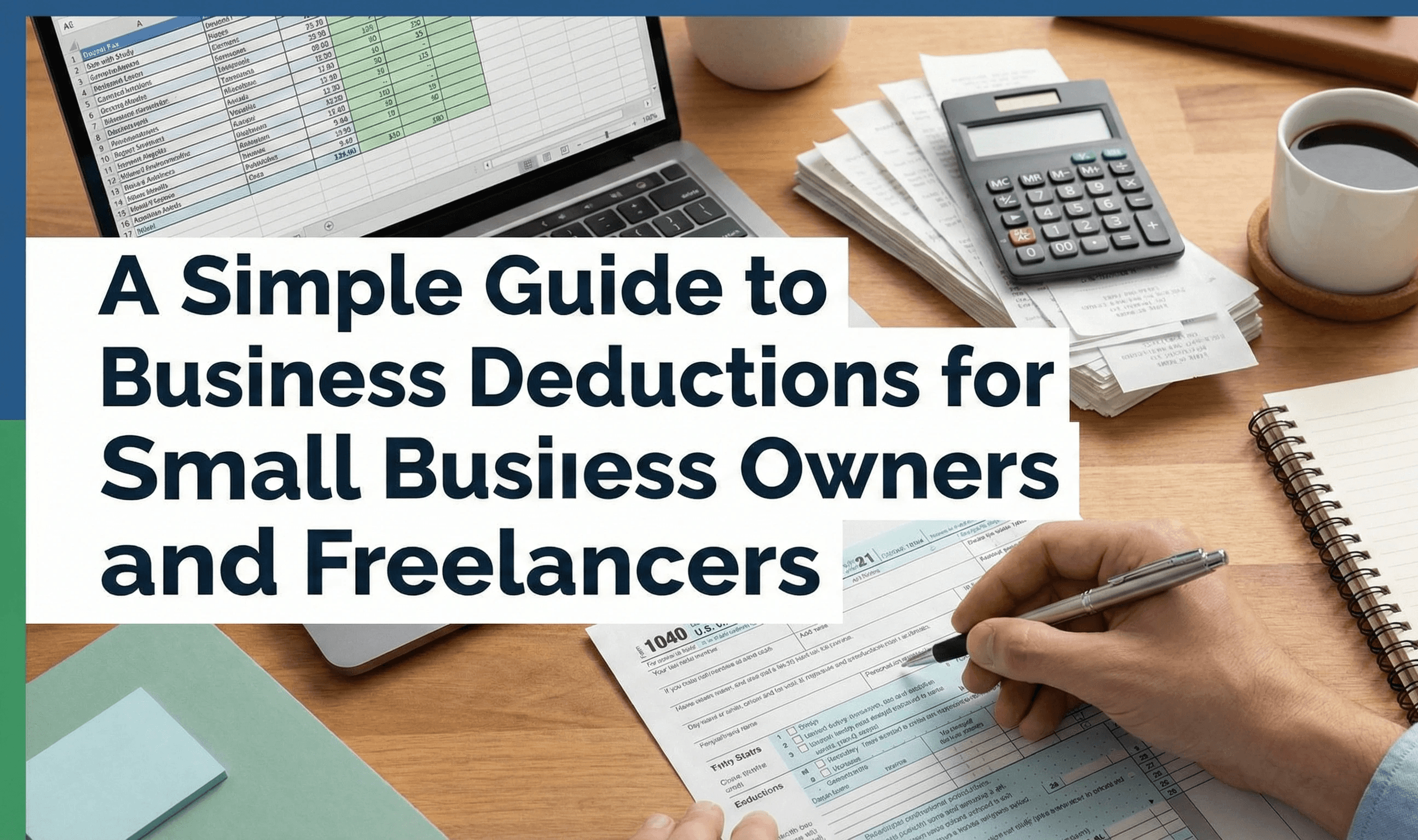 Small business owner calculating tax deductions at home