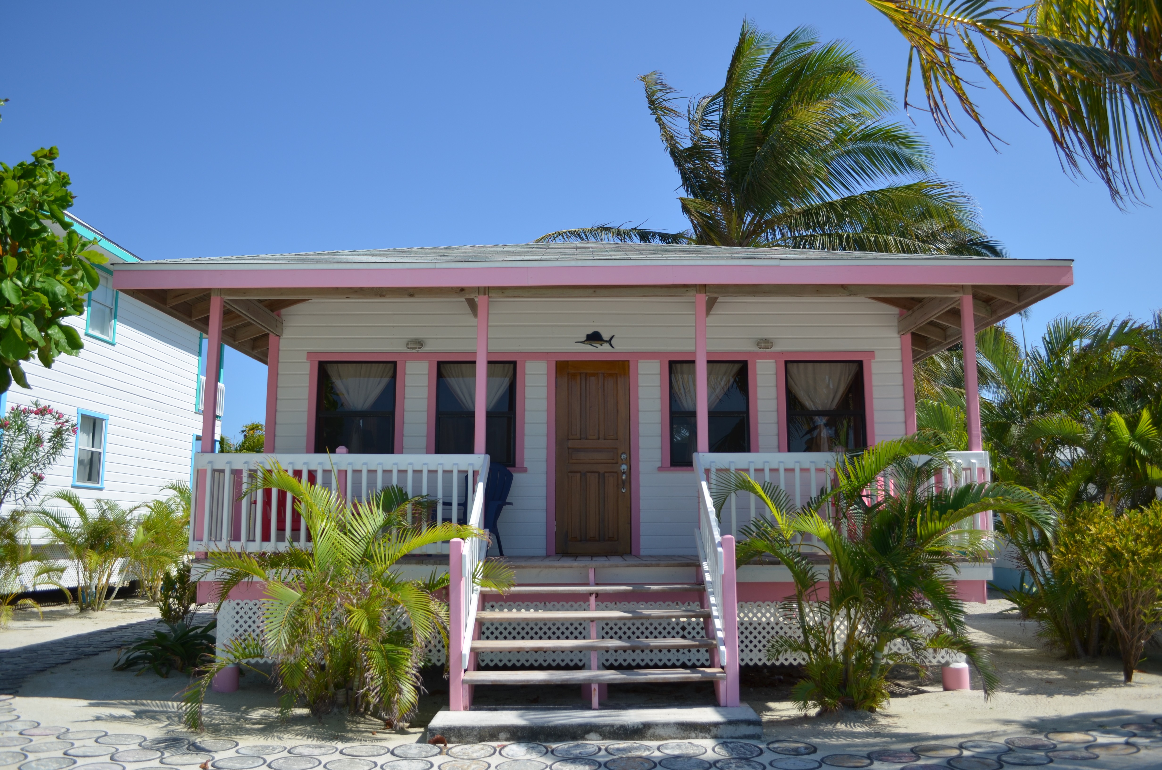pink bungalow house