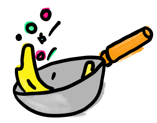 Hand drawing icon of step two, cook the vegetable