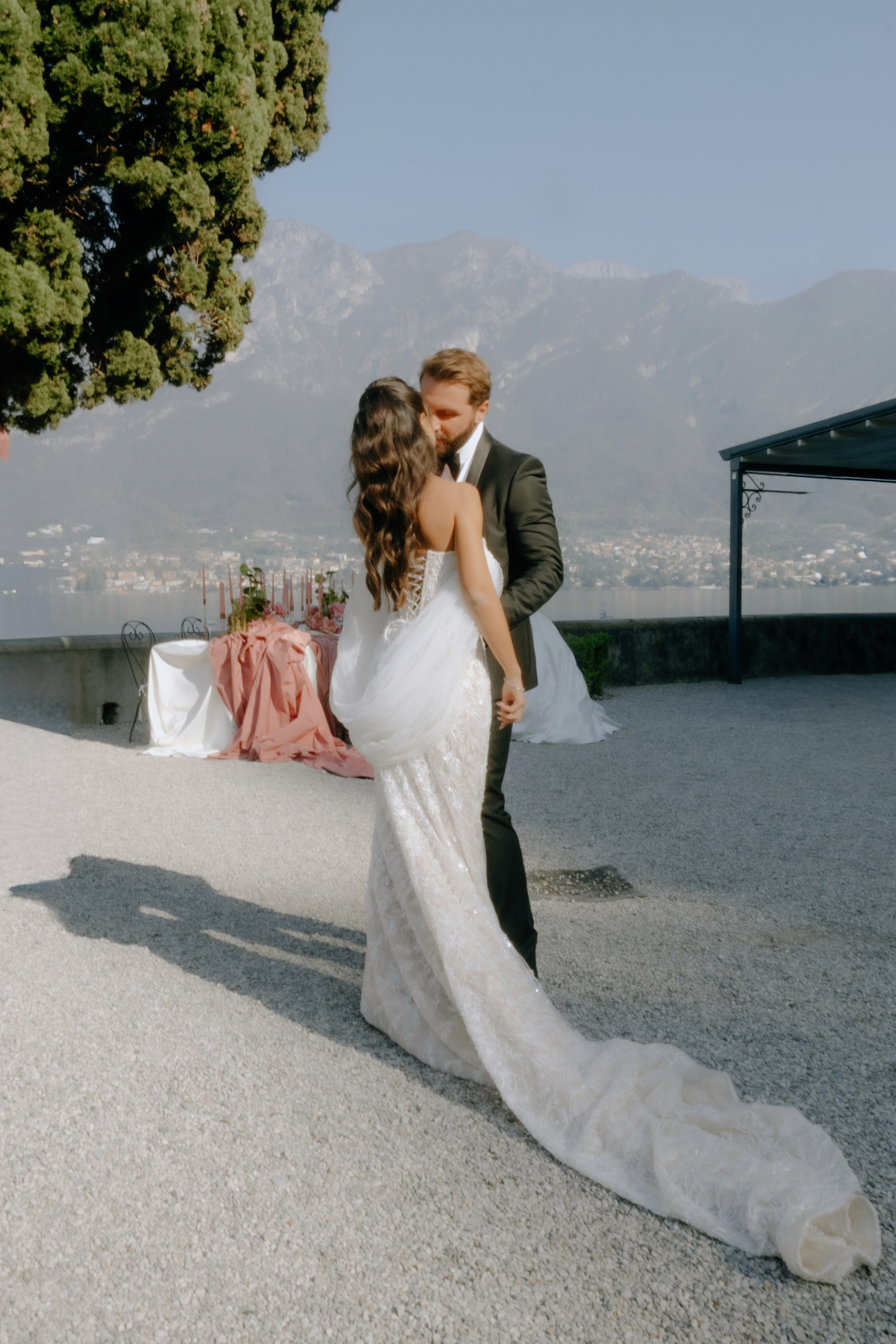 Minimalist floral branch with white flowers and yellow centers casting soft shadows