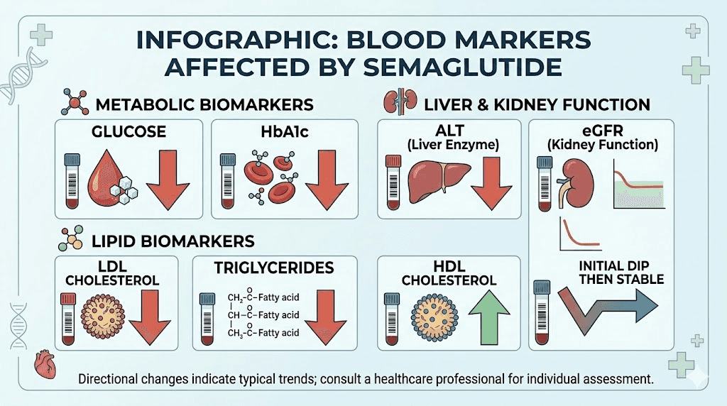 Complete overview of blood markers affected by semaglutide treatment
