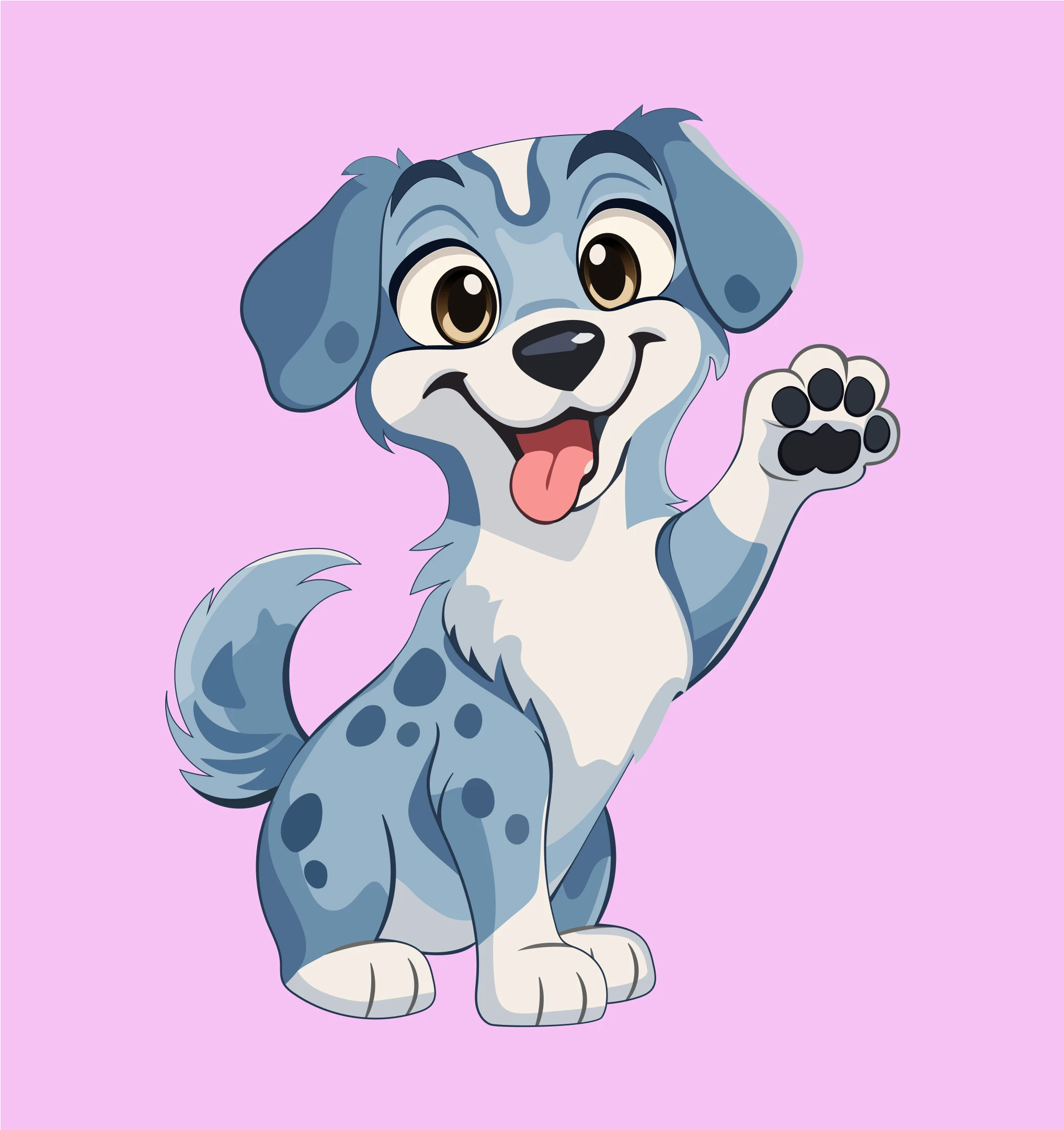 Todo The Dog Paw Up Facing Right on Pink Background