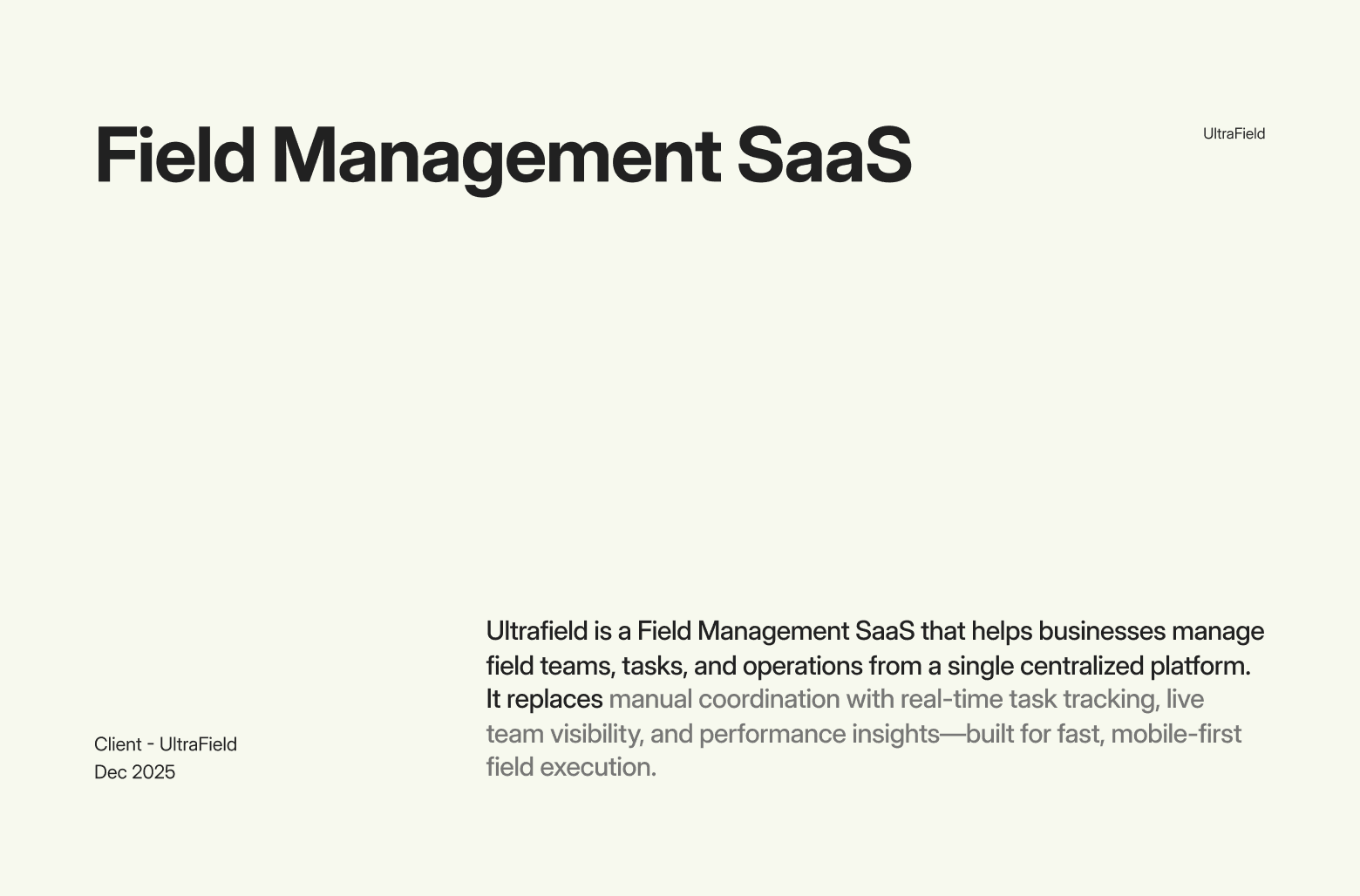 Field Management SaaS case study introduction layout