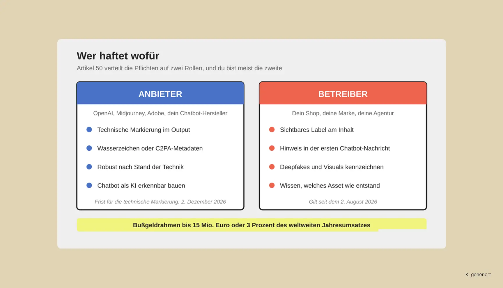 Wer haftet bei der KI Kennzeichnungspflich