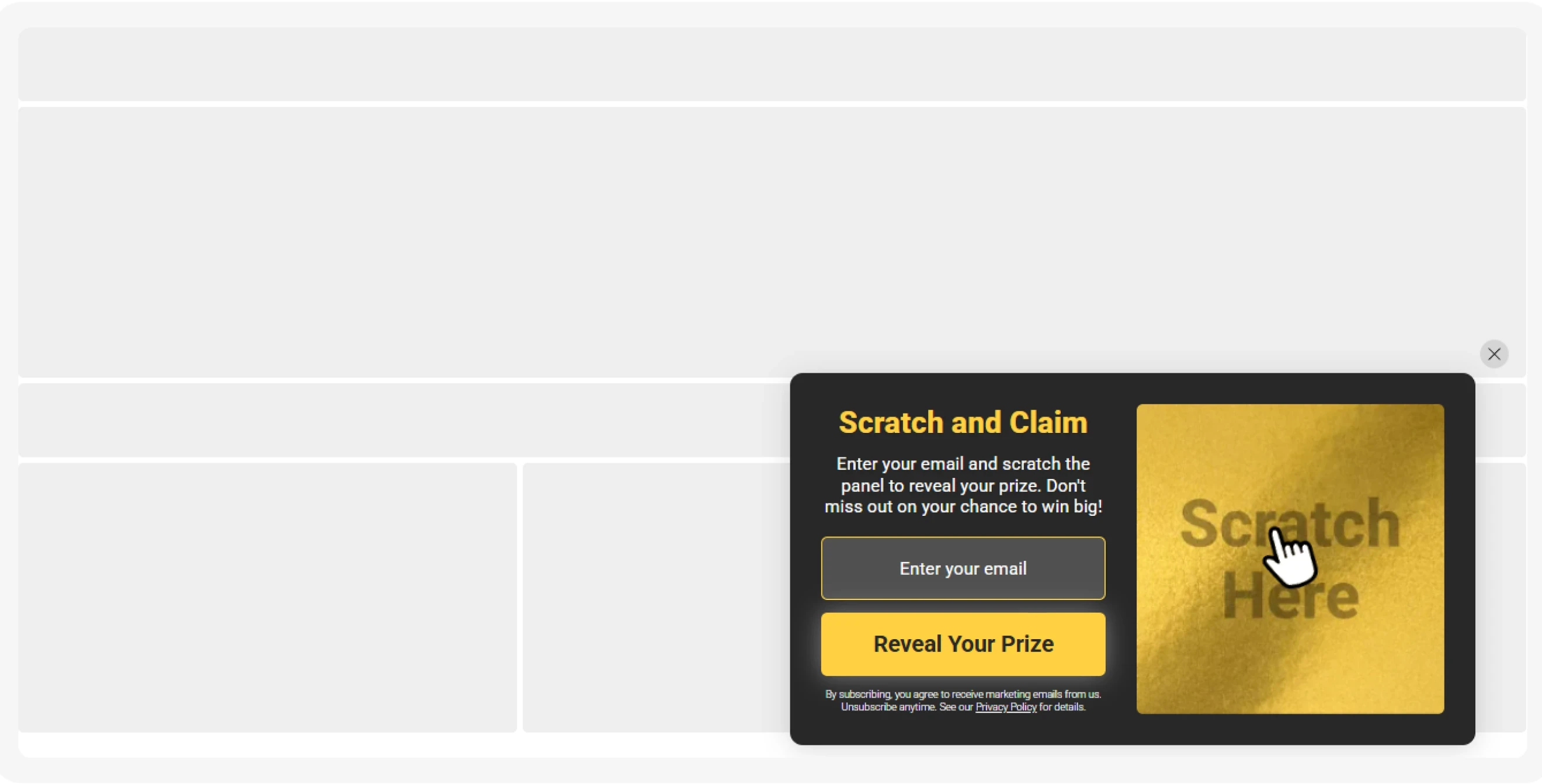 Claspo slide-in, also known as a floating box popup template with a scratch card component