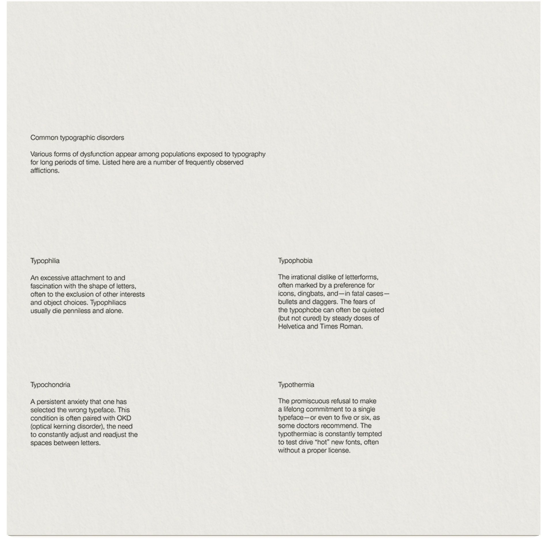 swiss typographic layout , typography example 1 - layout design by selina donohoe 