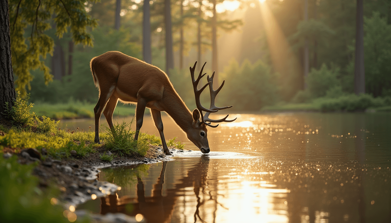 picture made in the forest, showcasing a deer