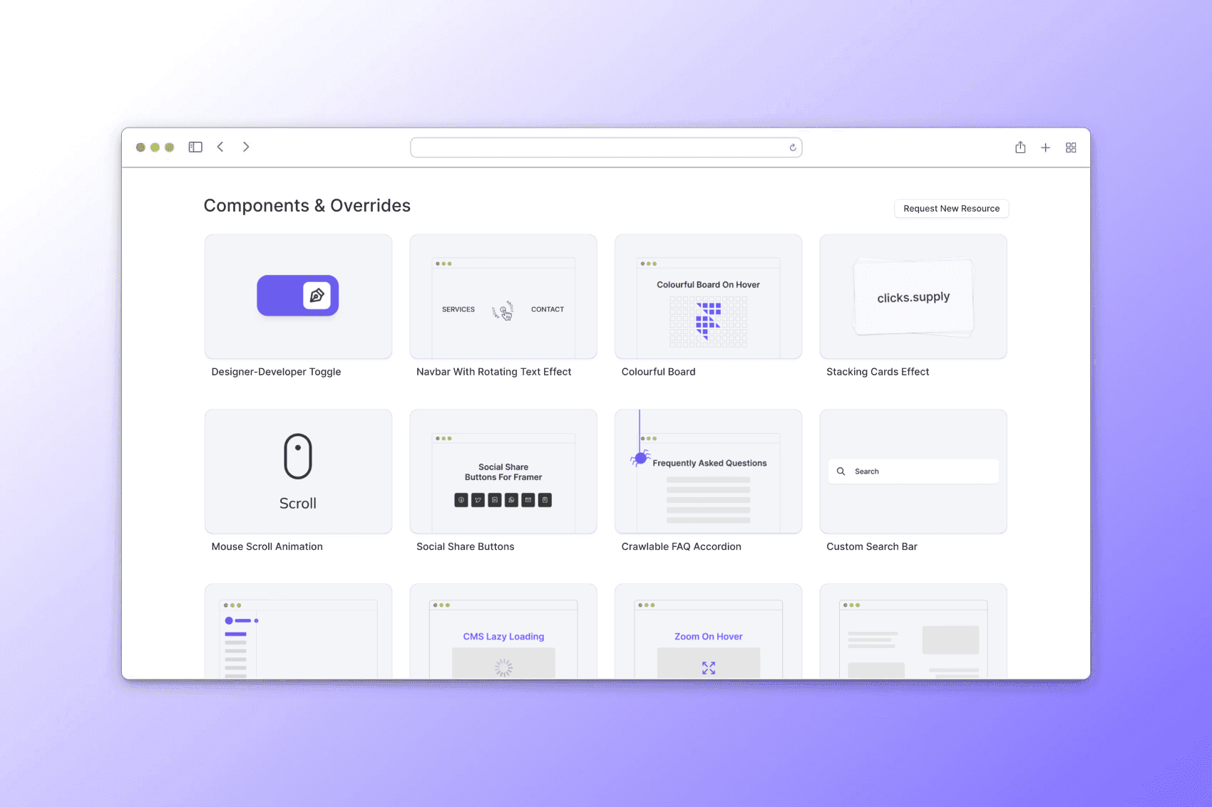 clicks.supply resources grid design