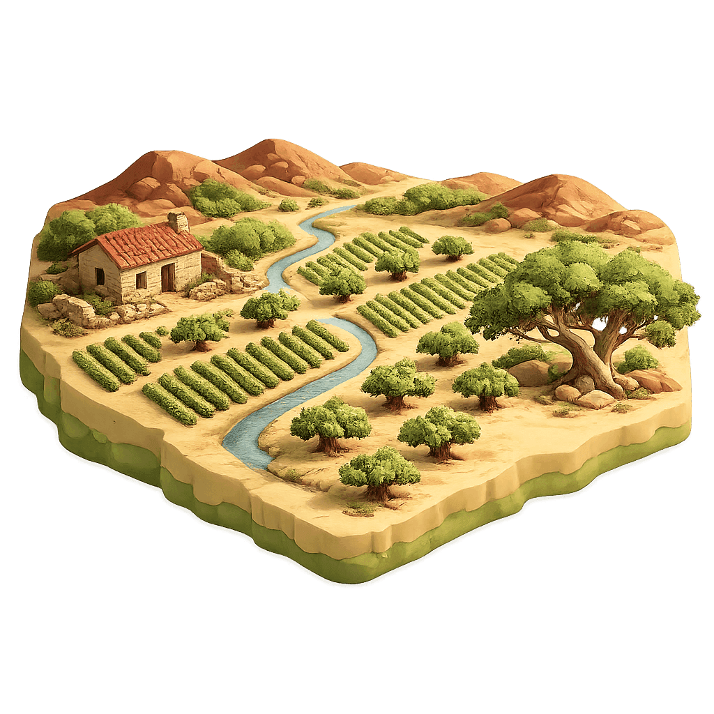 Artistic illustration of the Barossa Valley wine region.