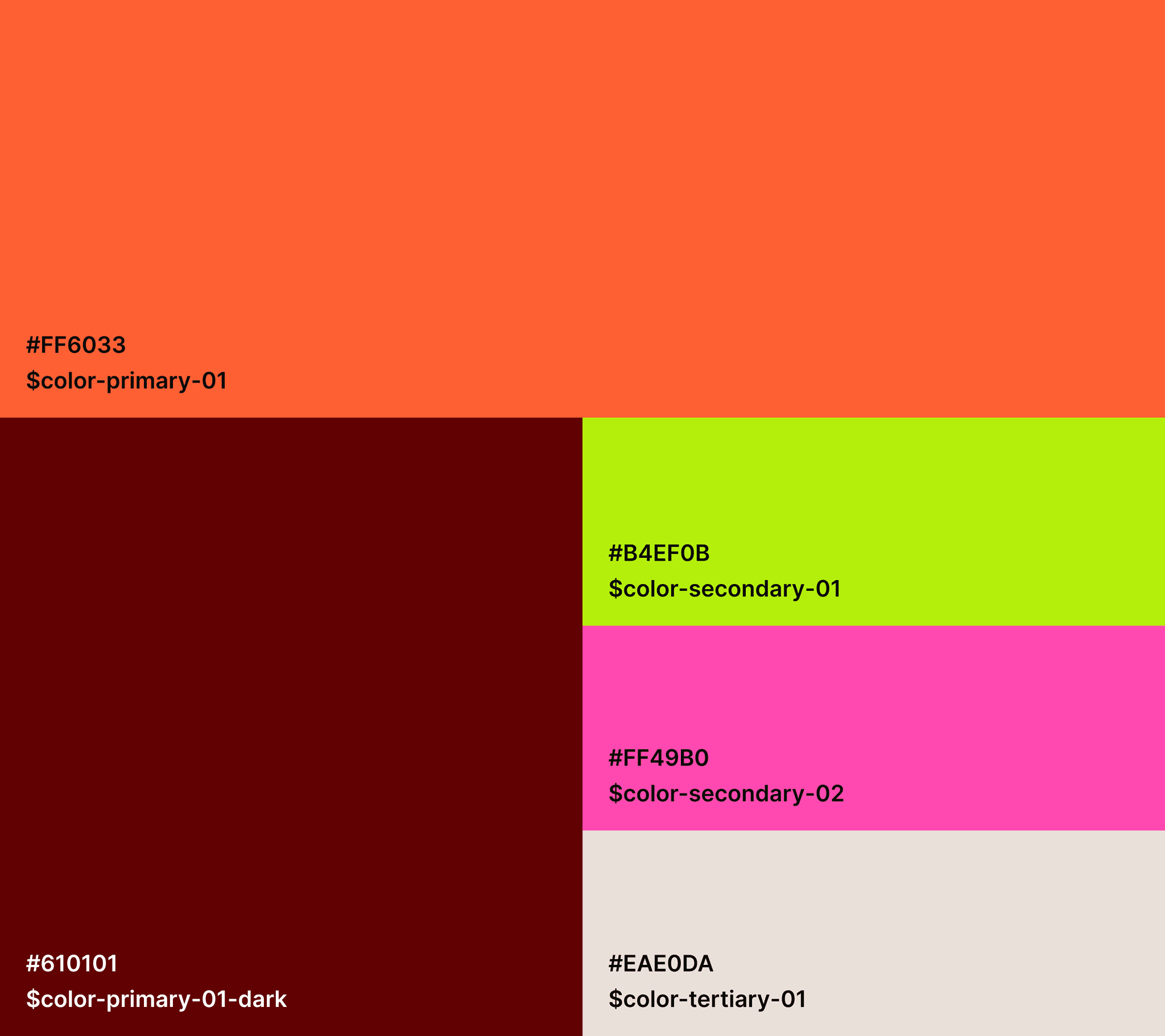 Elo7 color palette with labeled swatches showing primary, secondary, and tertiary colors including bright orange, pink, lime green, and deep burgundy.