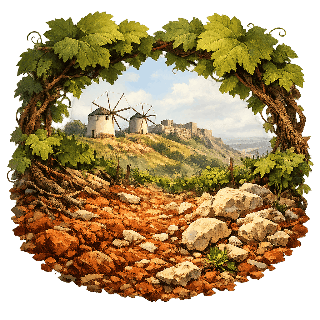 Detailed graphic of the Torres Vedras wine region.