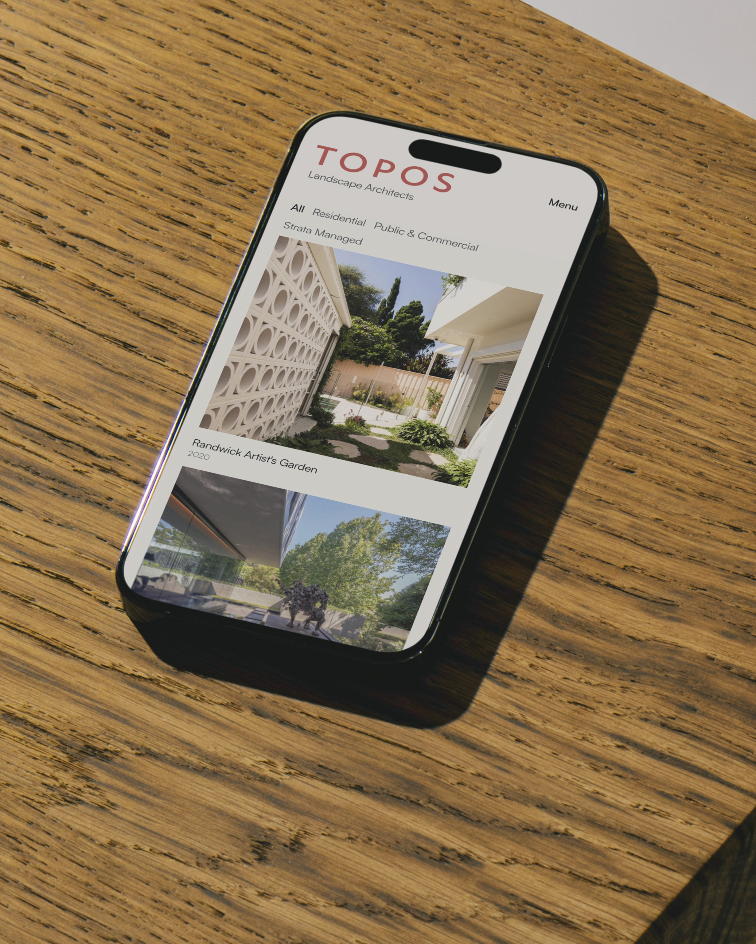iphone website mockup on wood