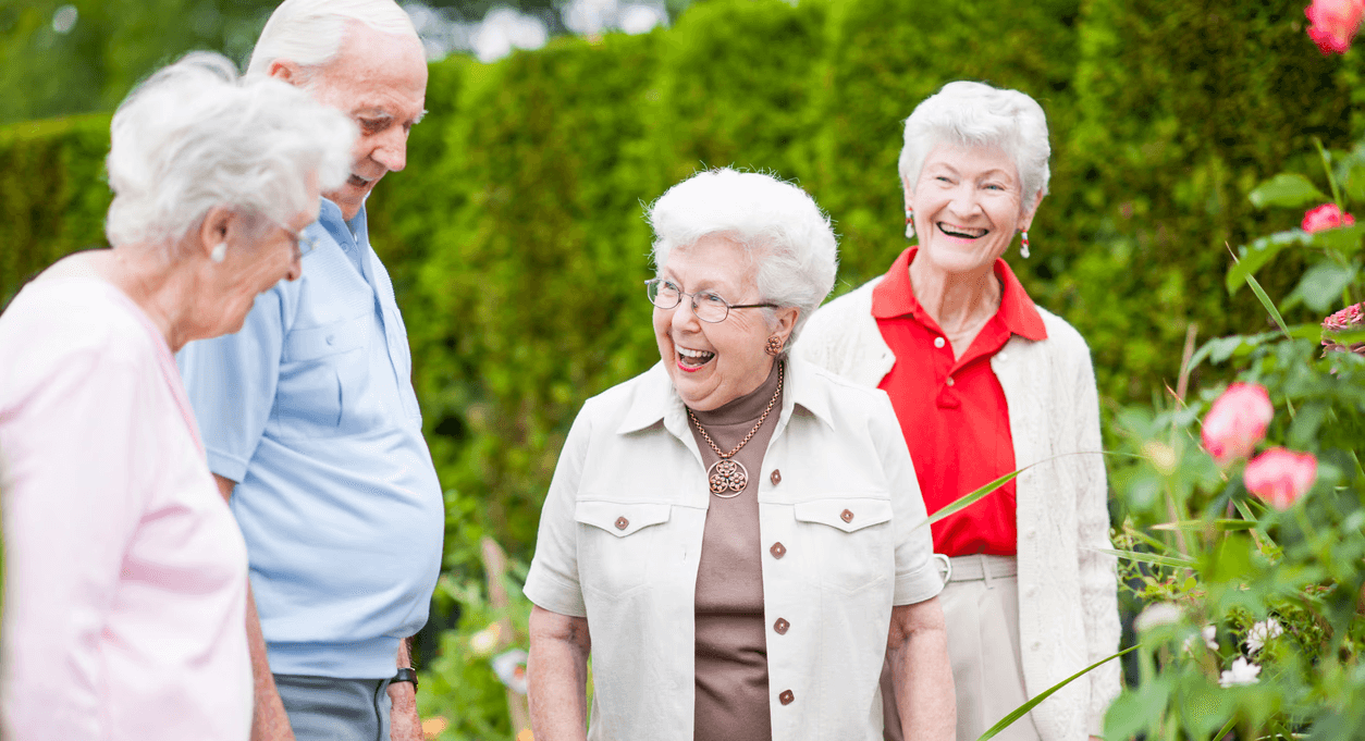 Happy seniors at assisted living facility