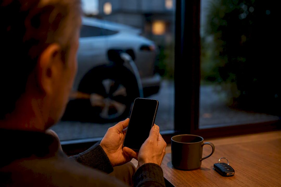 Person som bruker telefonen til å betale billånet