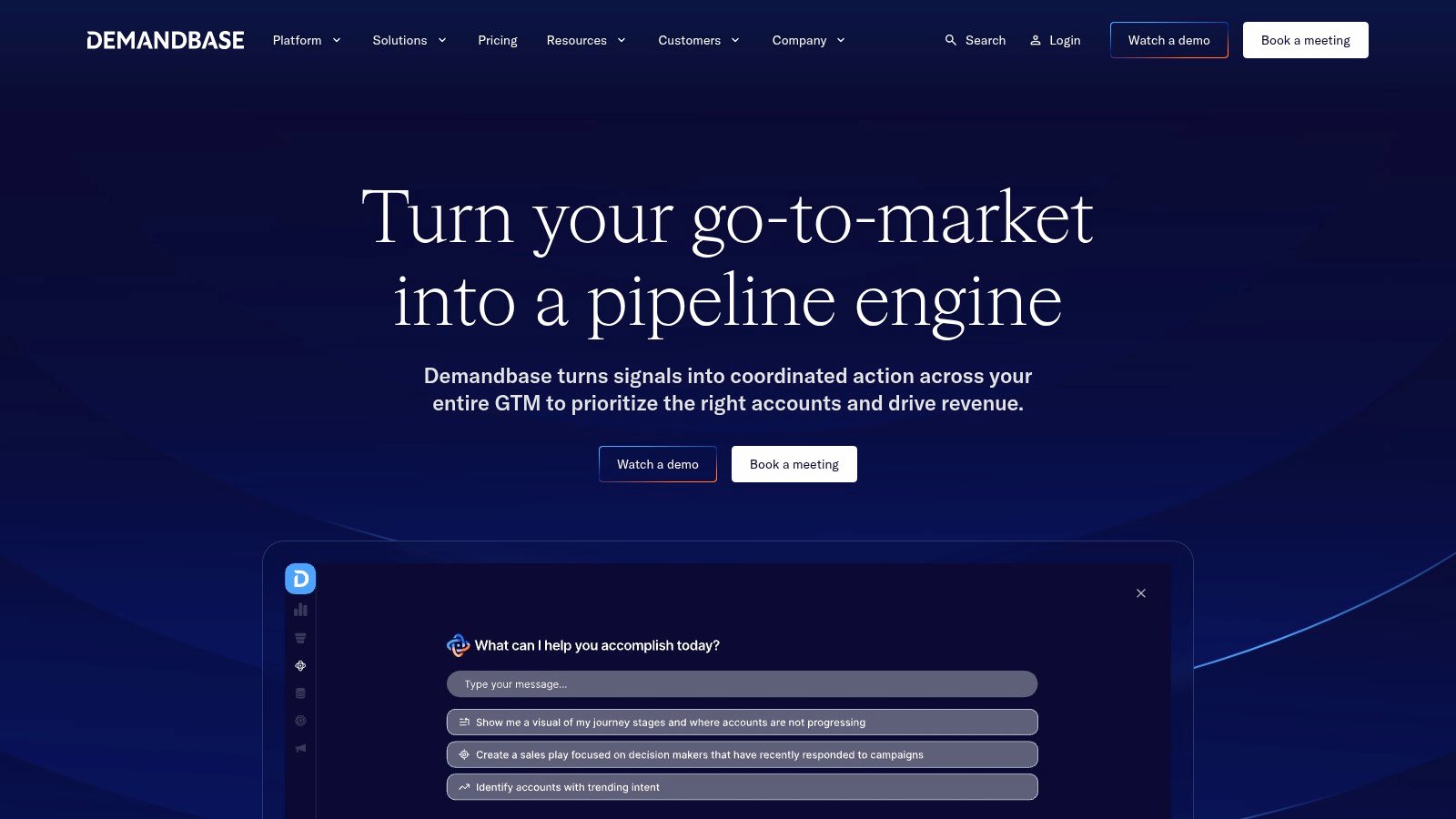 Demandbase One homepage screenshot