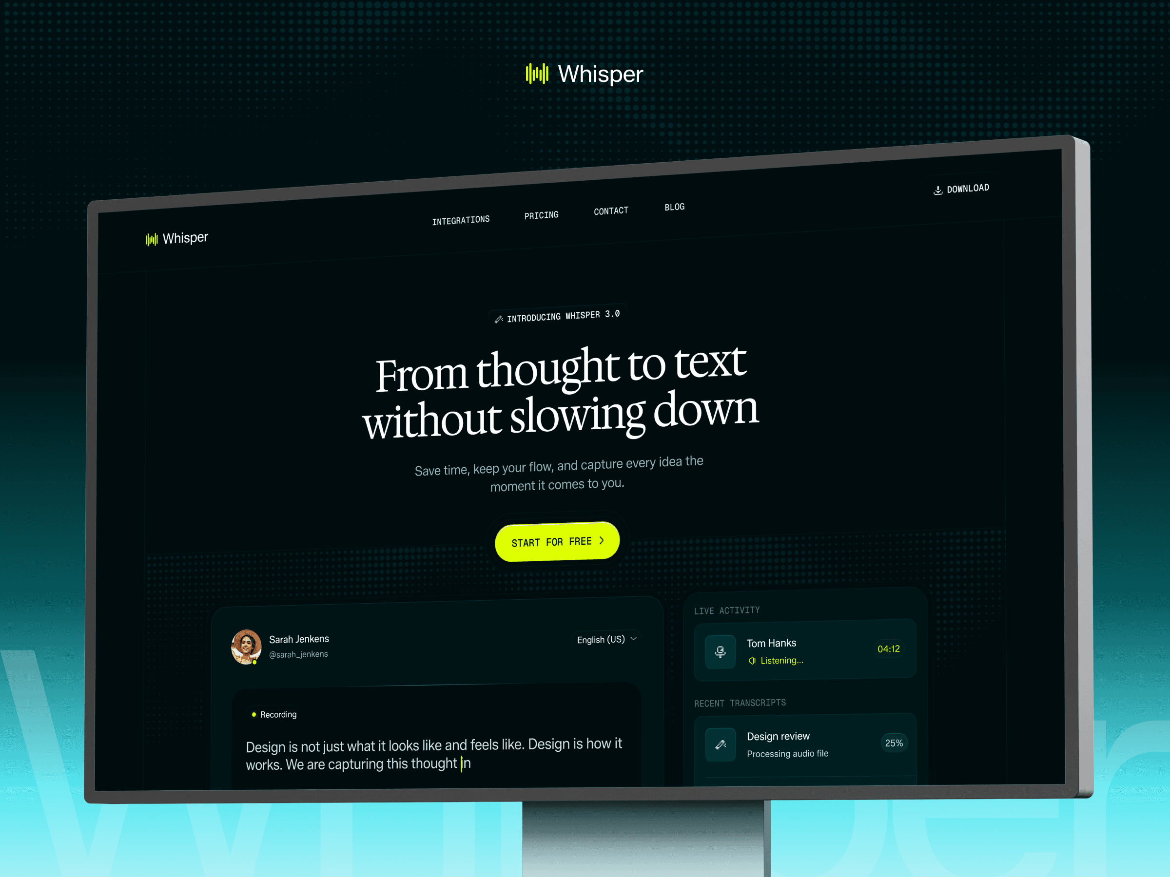 Whisper Hero Section