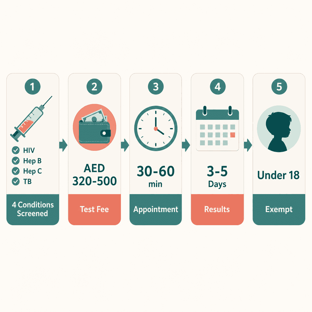 Infographic: Medical Fitness Test Dubai - Process, Approved Centres and Costs for UAE Visa