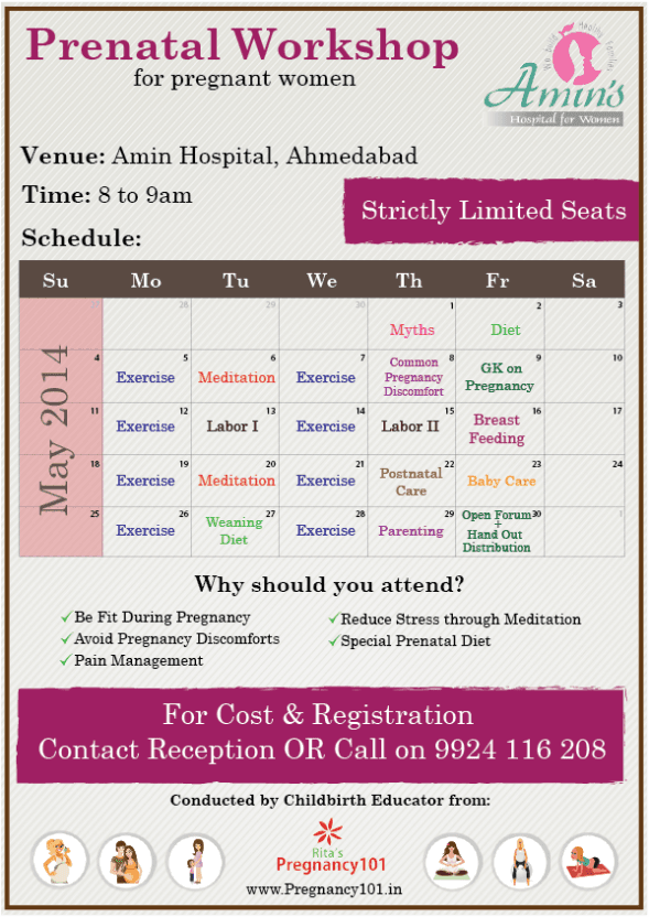 Prenatal Exercise, Meditation & Counselling Workshop at Amin Hospital Ahmedabad