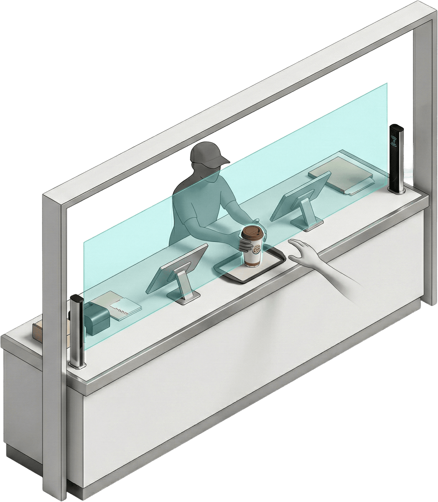 RFID fence integrated into the counter