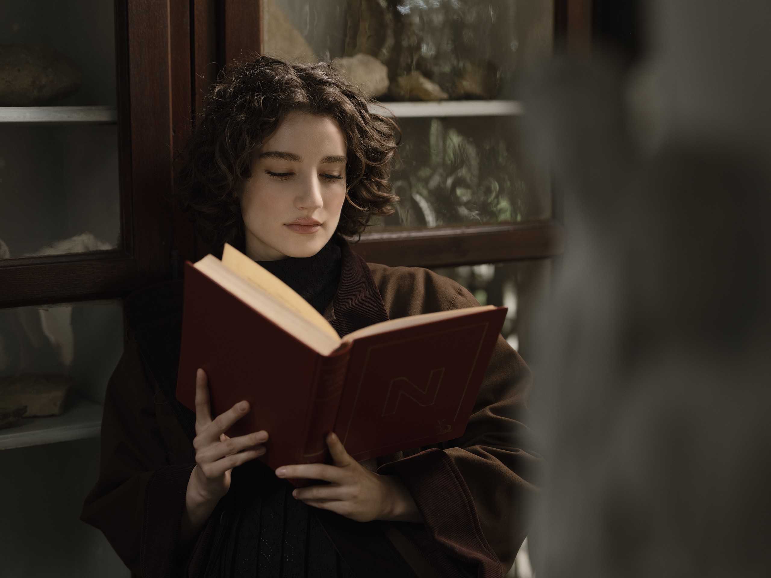 Black plastic pouch on velvet