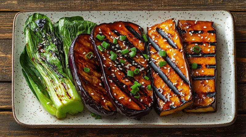 Glazurowane tofu i pieczone warzywa z Ketchupem Łagodnym Konik