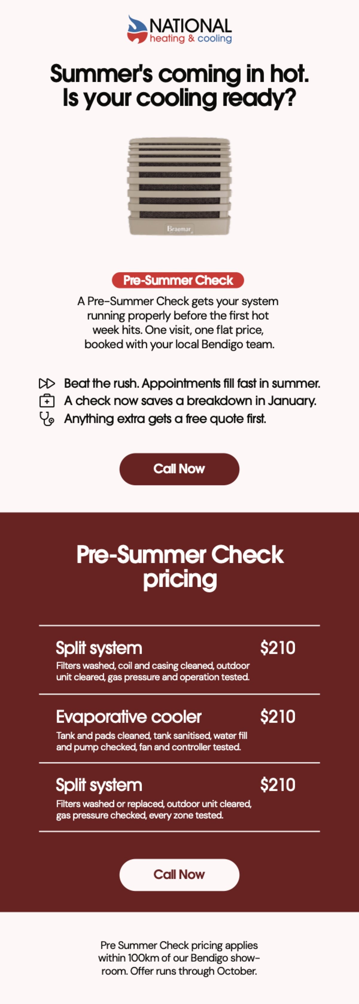 National Heating & Cooling Pre-Summer Check email