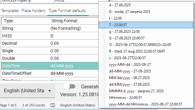 Data driven template designer