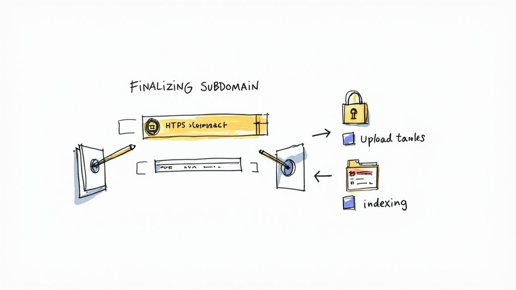 A person working on a laptop, finalizing their website setup with a look of accomplishment.