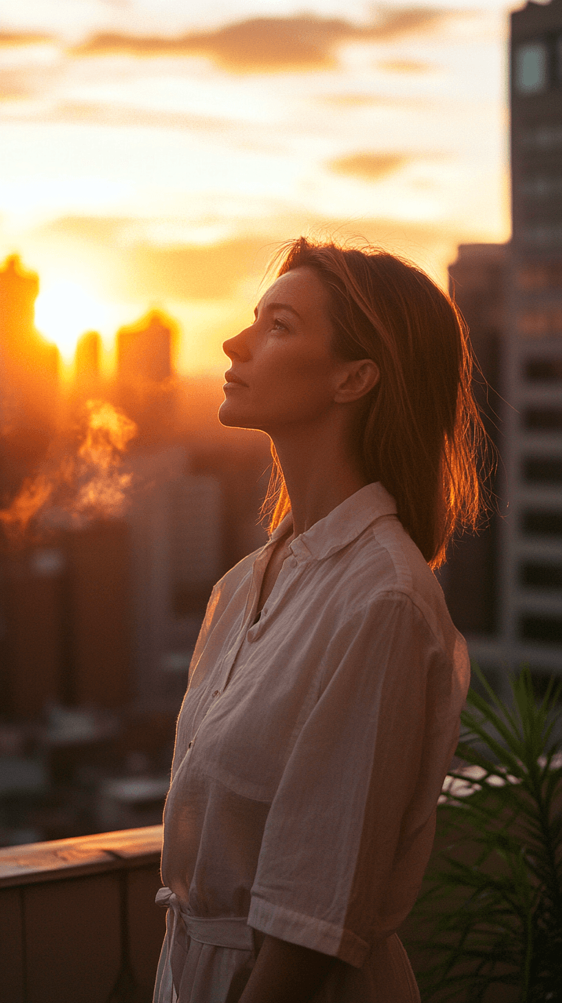 Smiling female therapist with short gray hair, wearing a brown top and a purple shawl, surrounded by a cozy background.