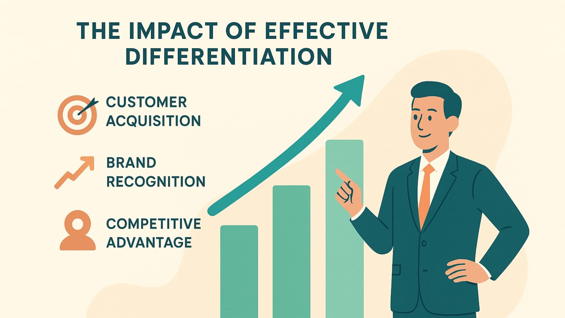 Growth chart showing business gains achieved when companies successfully Differentiate from Competitors B2B.